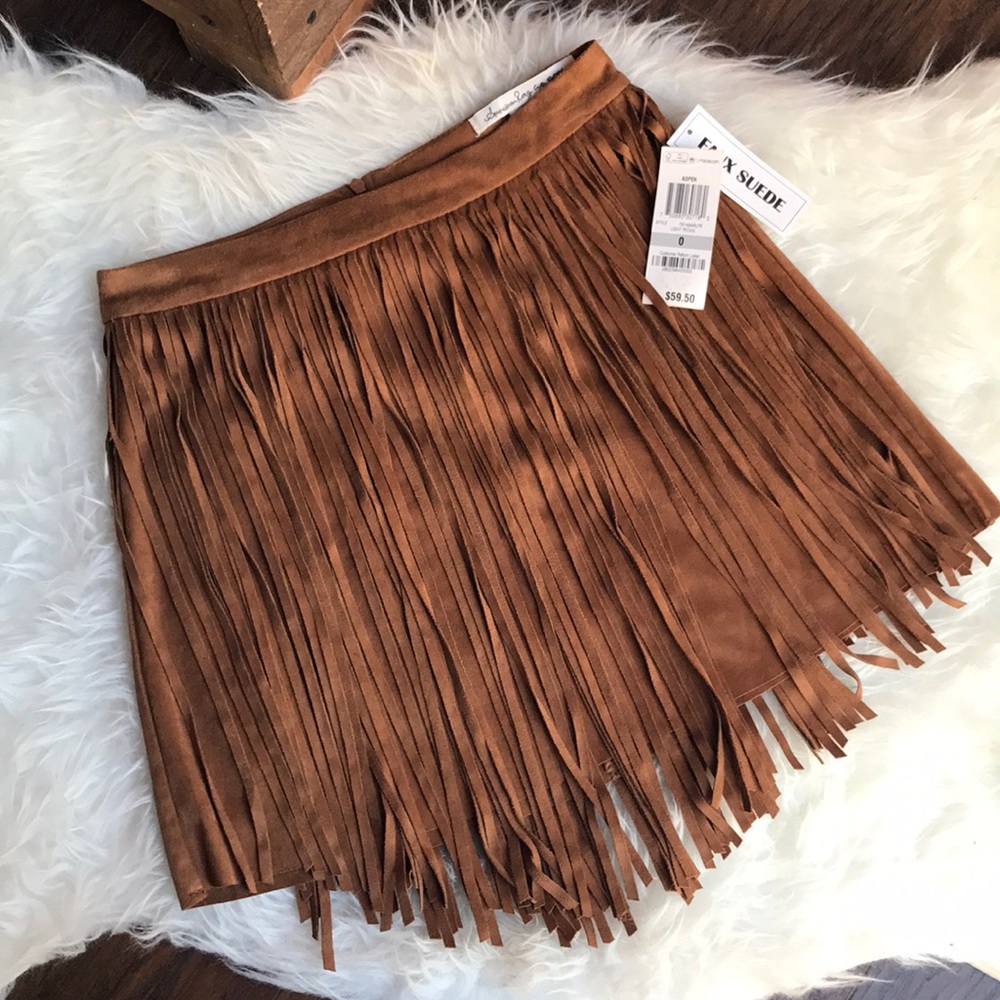 American Rag Light Pecan Fringe Skirt